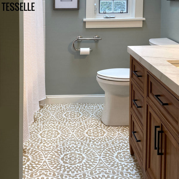 Sonora Sola Cement Tile on a bath floor