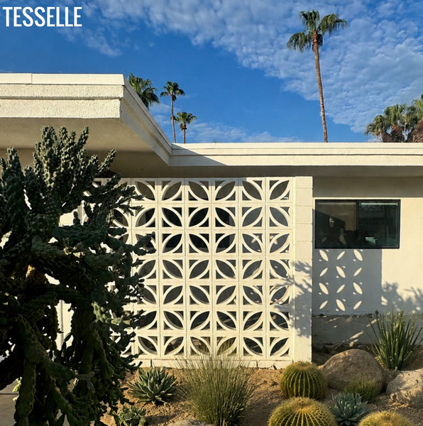 Palma White 11.4" Cement Breeze Block in Palm Springs
