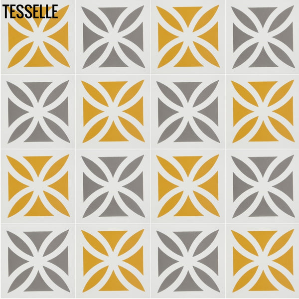 Zephyr Shamrock Sunflower 8" Square Cement Tile Multi Color