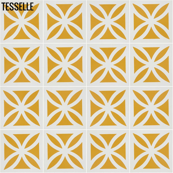 Zephyr Shamrock Sunflower 8" Square Cement Tile 4x4