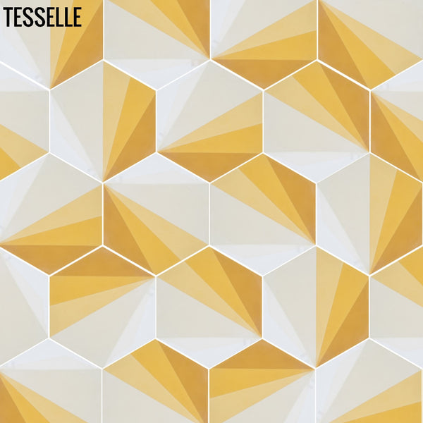 Soleil Citrus 9x8" Hexagonal Cement Tile by Trina Turk R5