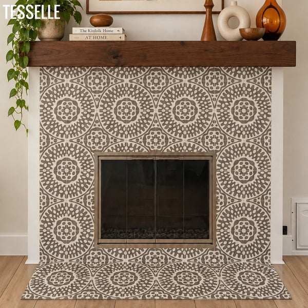 Sonora Thistle Tiles on a Fireplace