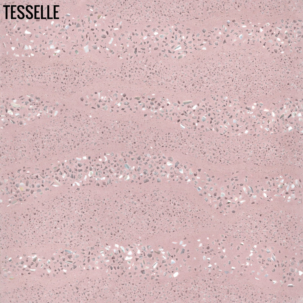 Stratiss Rosara 8" Square Mother of Pearl Terrazzo Tile by Karin Jeske