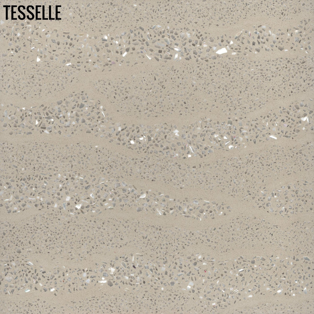 Stratiss Tavaro Taupe 8" Square Mother of Pearl Terrazzo Tile by Karin Jeske