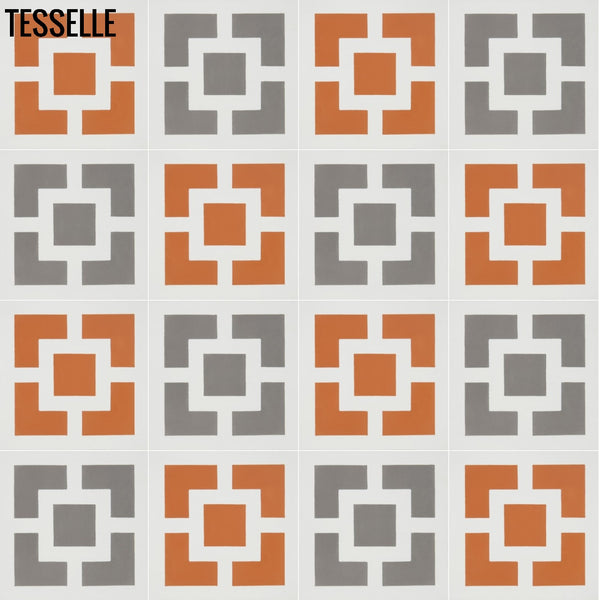 Zephyr Town Square Tangelo 8" Square Cement Tile Multi Color