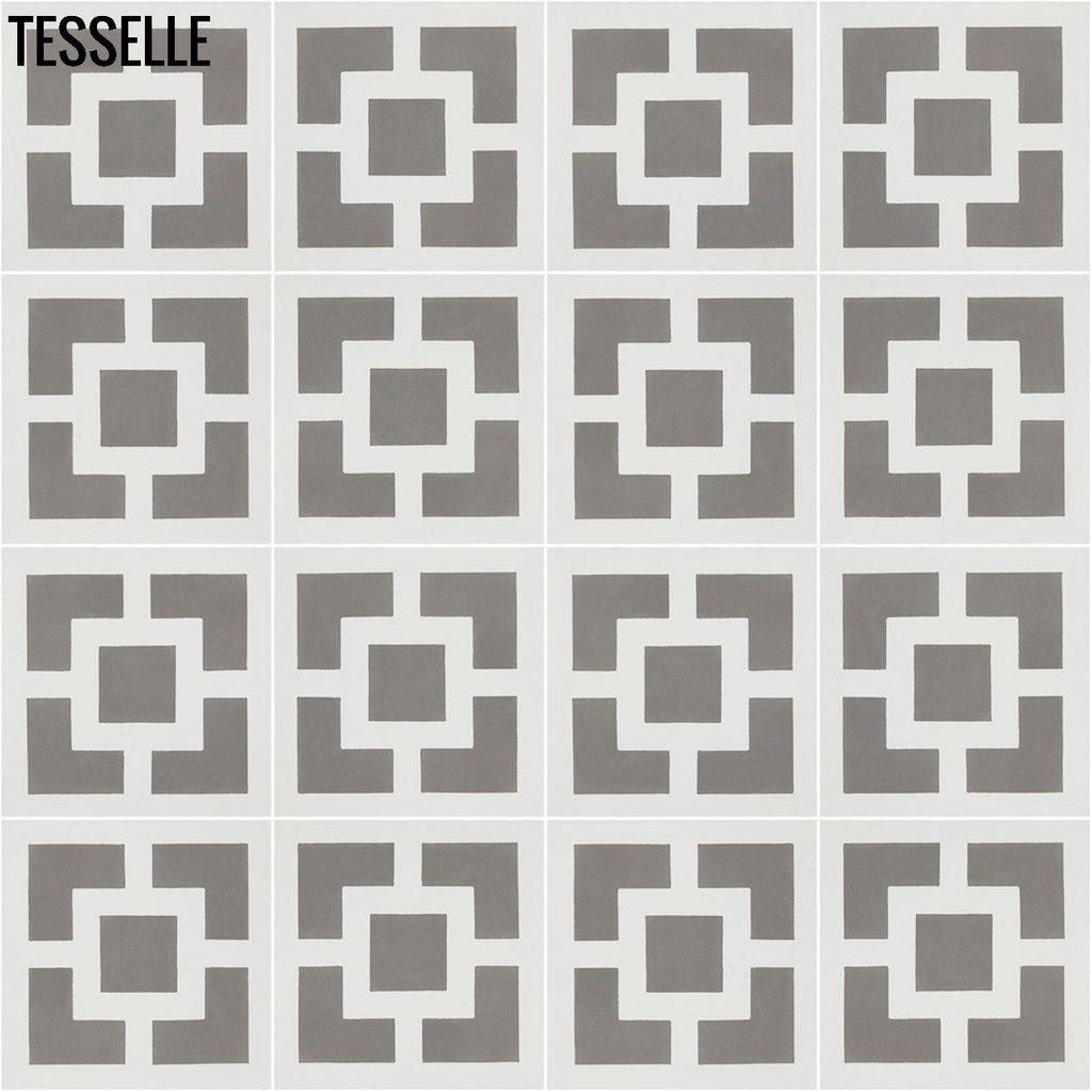 Zephyr Town Square Slate 8" Square Cement Tile 4x4