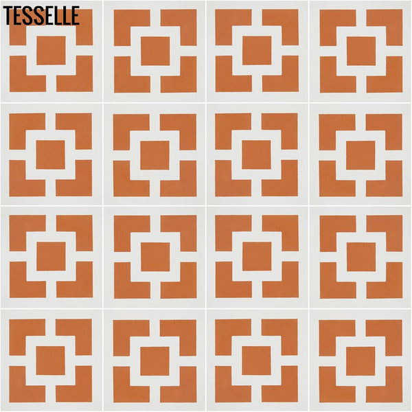 Zephyr Town Square Tangelo 8" Square Cement Tile 4x4