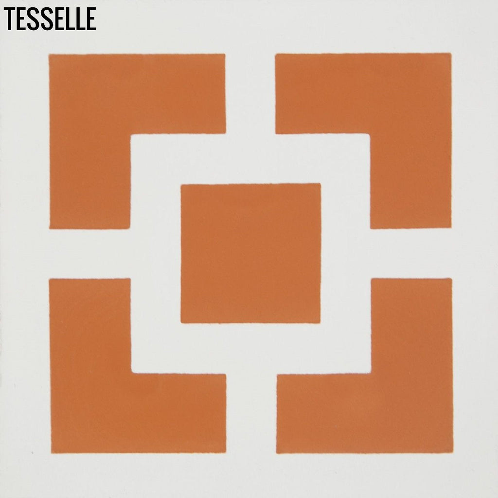 Zephyr Town Square Tangelo 8" Square Cement Tile