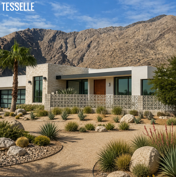 Town Square Grey 11.4" Cement Breeze Block Palm Springs