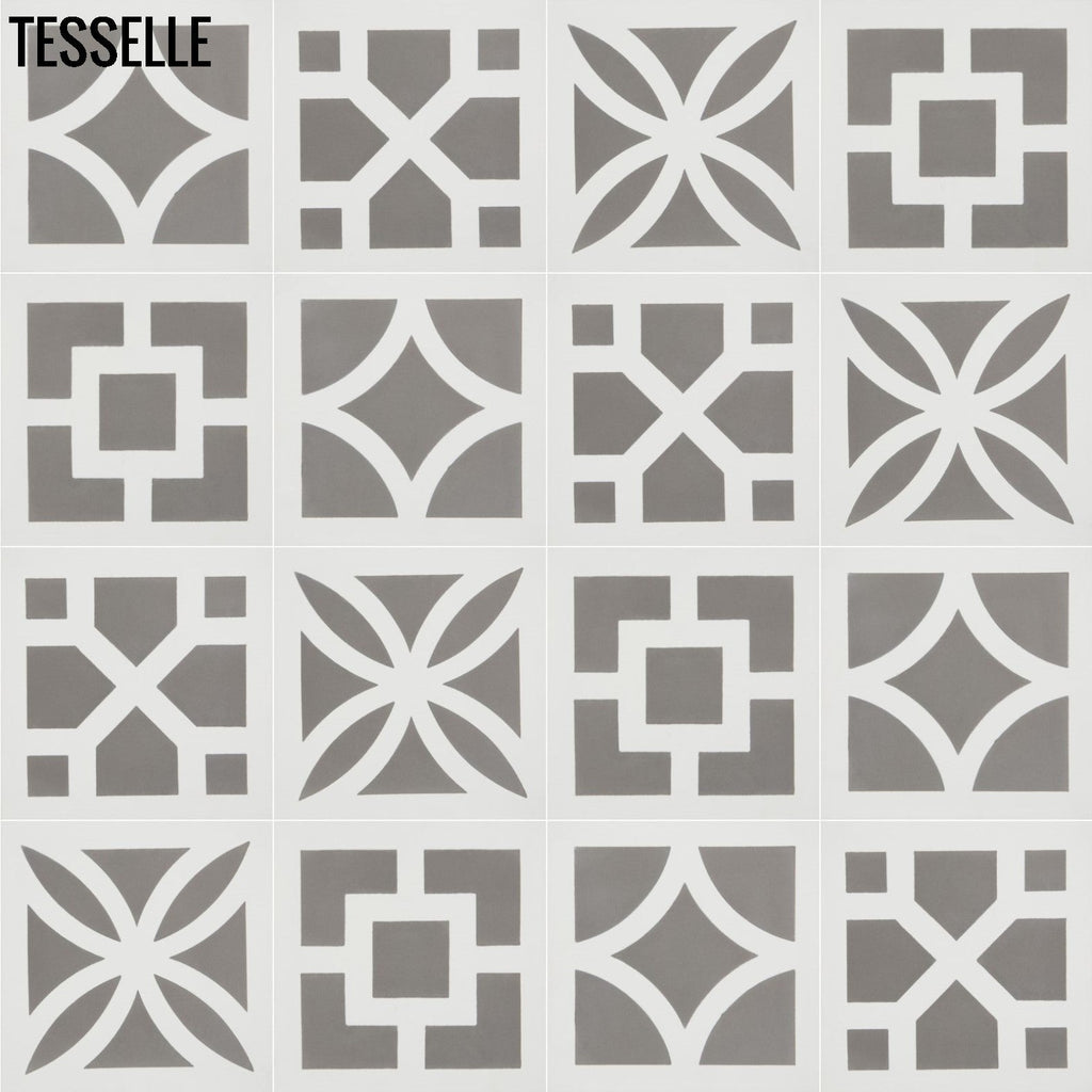 Zephyr Slate 8" Square Cement Tile Multi Pattern