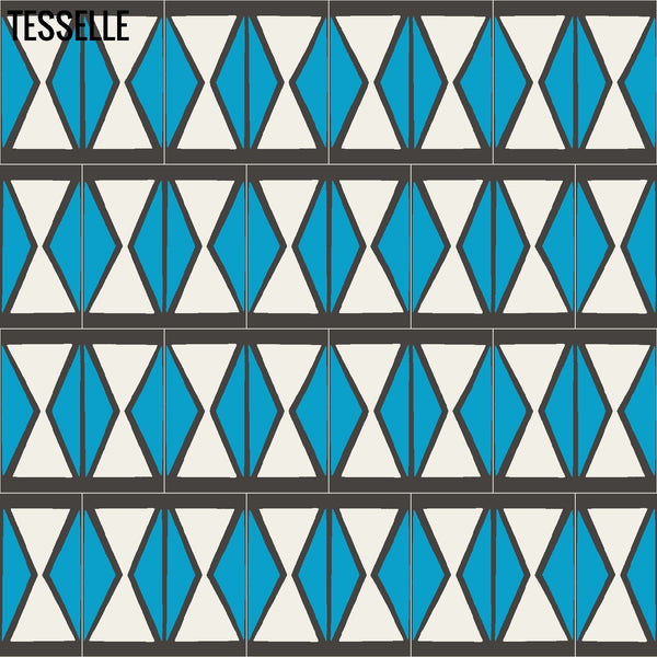 Products Tapa Blue Hourglass 8" Square Cement Tile by Shag 2