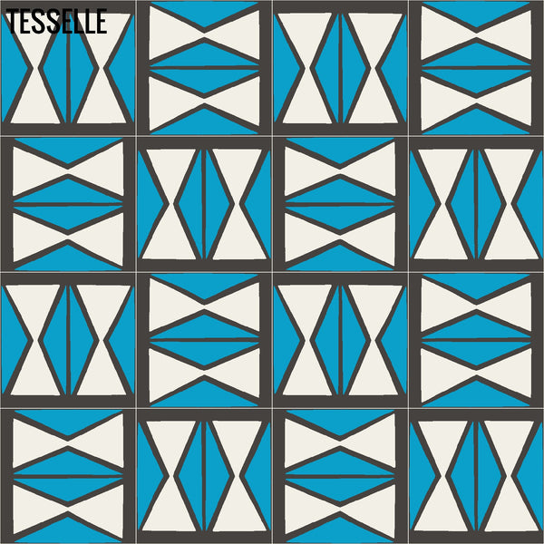 Products Tapa Blue Hourglass 8" Square Cement Tile by Shag 3