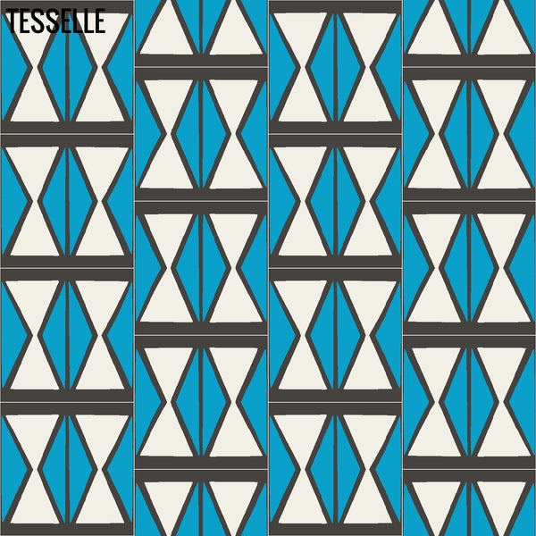 Products Tapa Blue Hourglass 8" Square Cement Tile by Shag 4