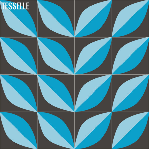 Tapa Blue Largeleaf 8" Square Cement Tile by Shag 5