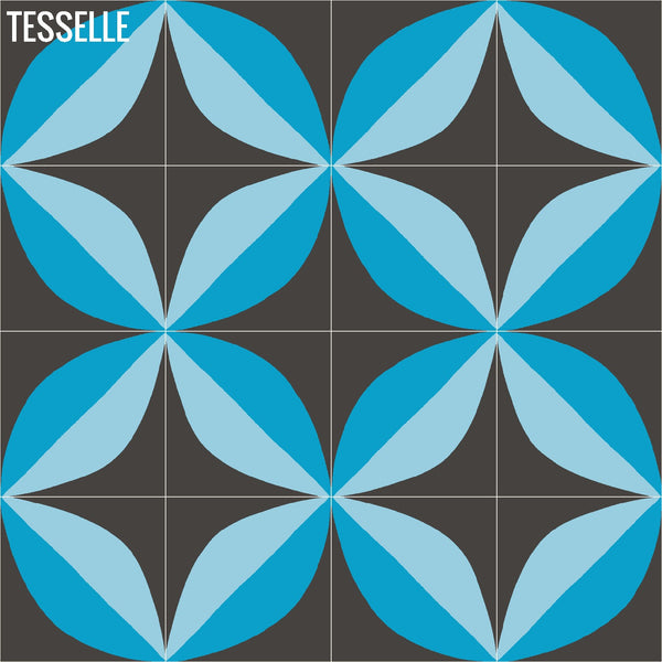 Tapa Blue Largeleaf 8" Square Cement Tile by Shag 2
