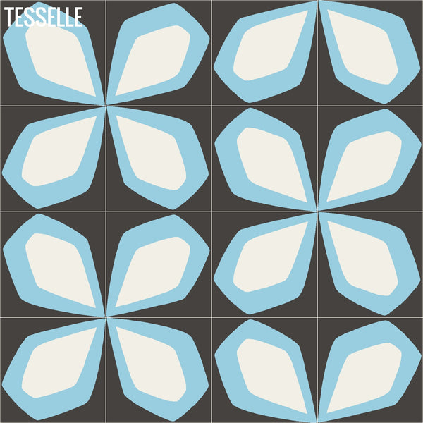 Products Tapa Blue Petal 8" Square Cement Tile by Shag 2