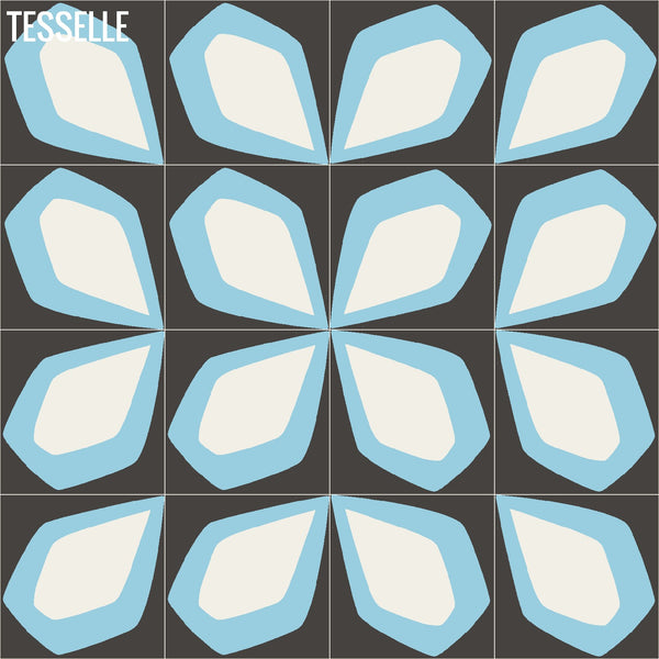Products Tapa Blue Petal 8" Square Cement Tile by Shag 3
