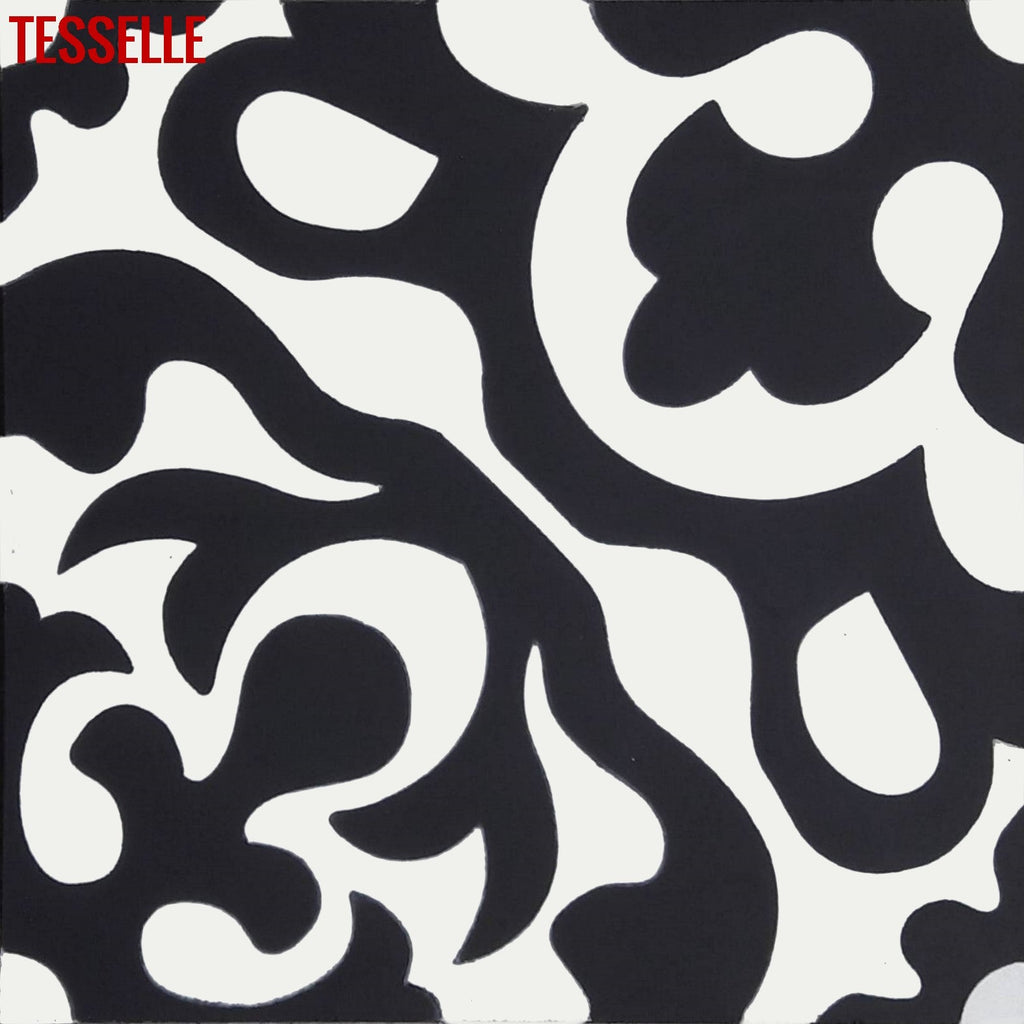 Calais Coal 8" Square Cement Tile | Medallion Pattern