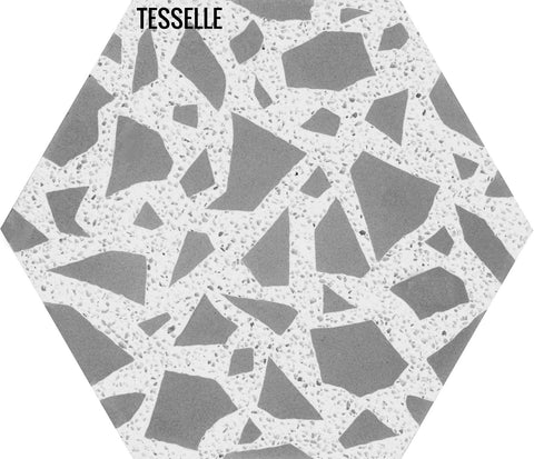 Celestia Castello 9x8" Hexagonal Terrazzo Cement Tile