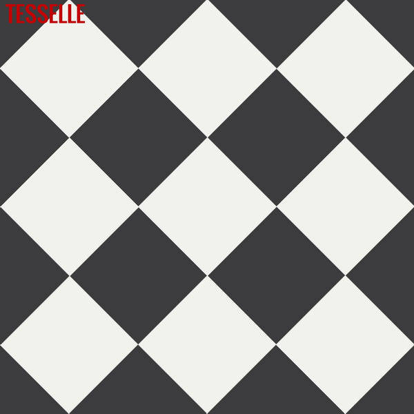 Checkerboard Pattern Made with 8"x8" Onyx and Cotton Cement Tiles