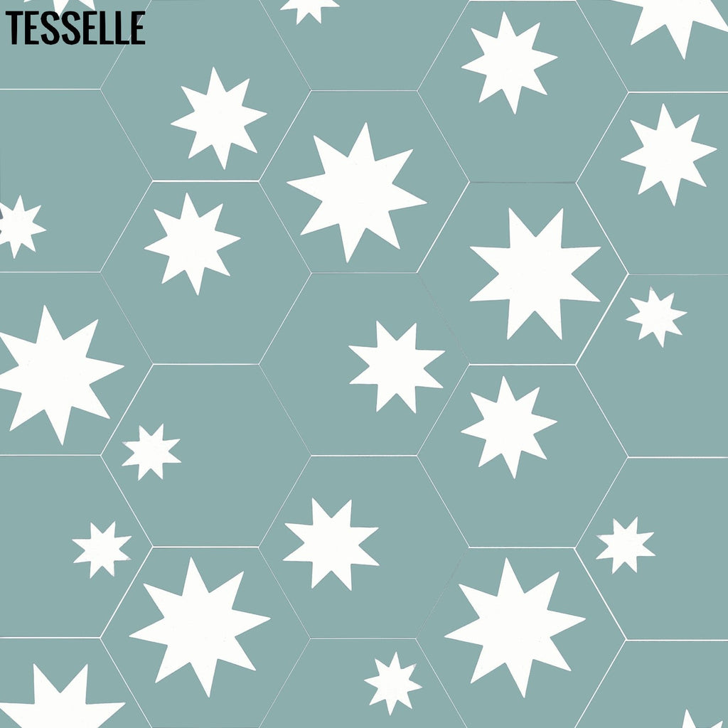 Cosmos Cactus 9x8" Hexagonal Cement Tile Stars Only
