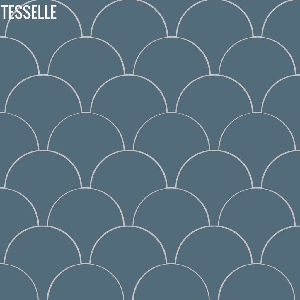Echelle Ocean 8"x8" Fish Scale Shaped Cement Tile