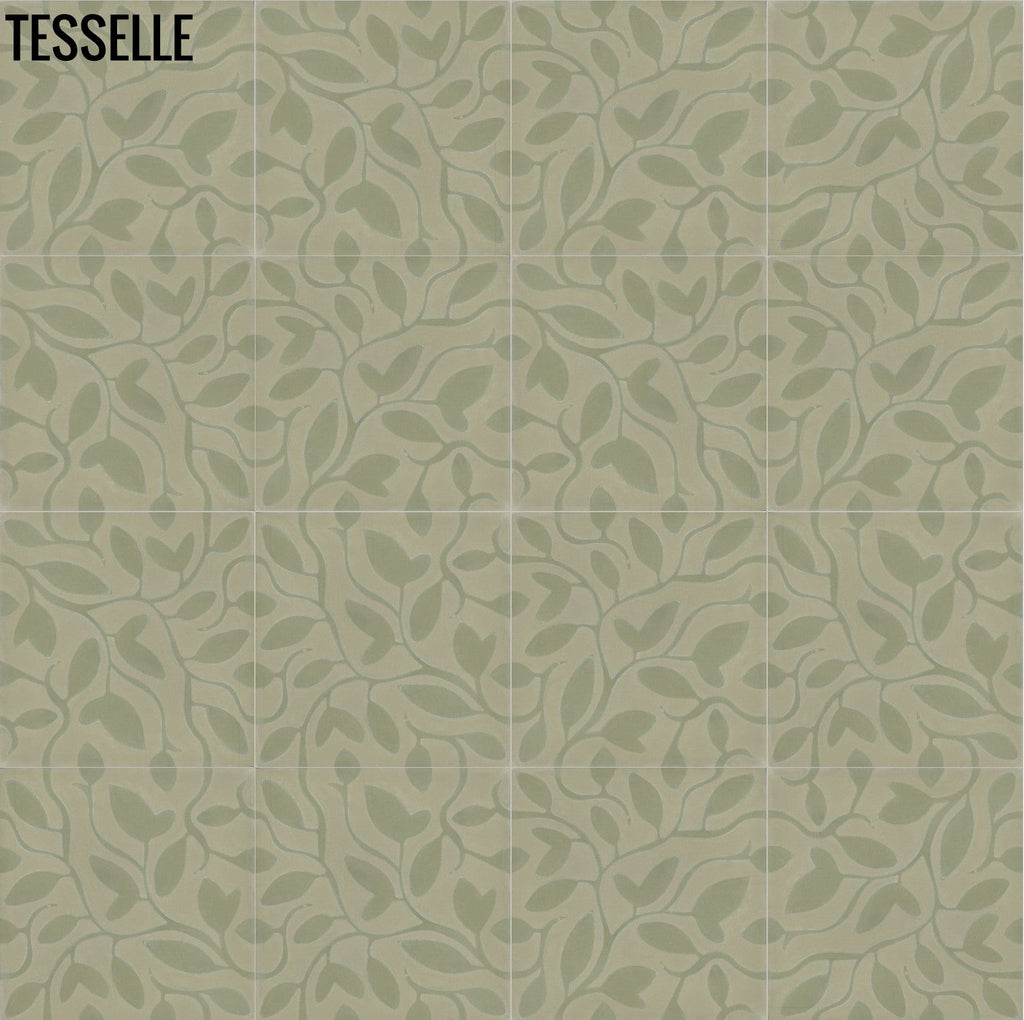 Fine Vine Verde 8" Square Cement Tile Repeat