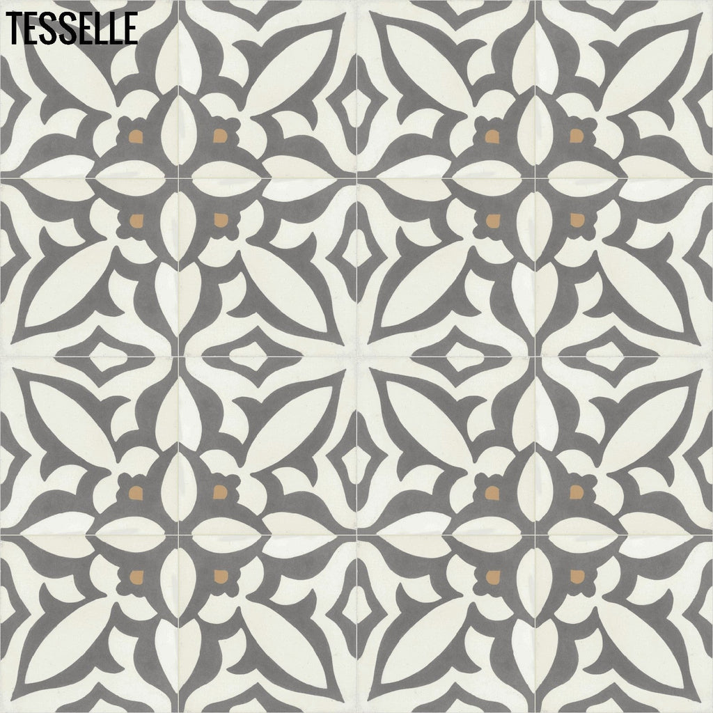 Fiore Grigio 8" Square Cement Tile 4x4
