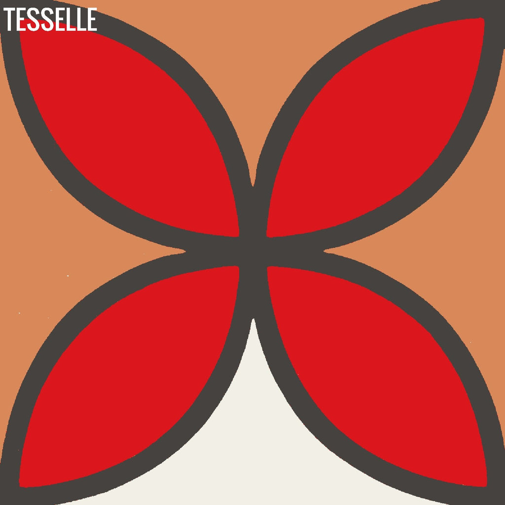 Tapa Flame Fourleaf 8" Square Cement Tile by Shag