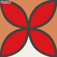 Tapa Flame Fourleaf 8" Square Cement Tile by Shag