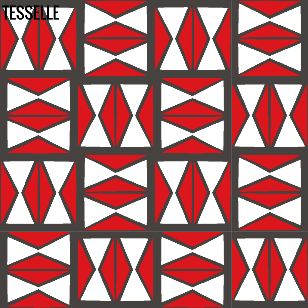 Tapa Flame Hourglass 8" Square Cement Tile by Shag Layout 4