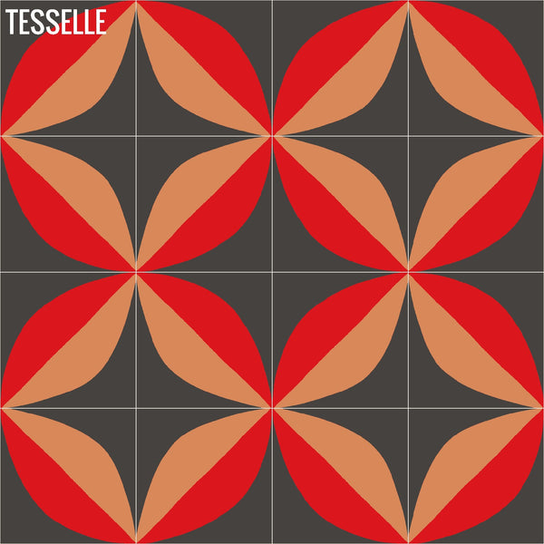 Tapa Flame Largeleaf 8" Square Cement Tile by Shag a