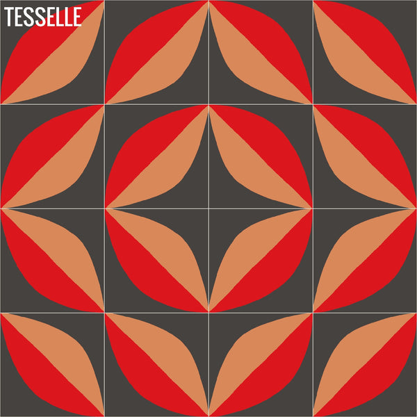 Tapa Flame Largeleaf 8" Square Cement Tile by Shag b
