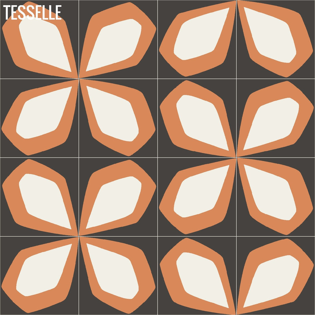 Tapa Flame Petal 8" Square Cement Tile by Shag Layout 2