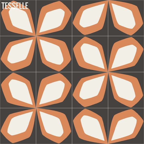 Tapa Flame Petal 8" Square Cement Tile by Shag Layout 2