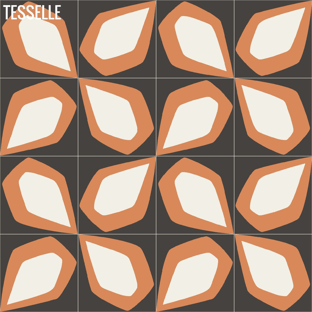 Tapa Flame Petal 8" Square Cement Tile by Shag Layout 4