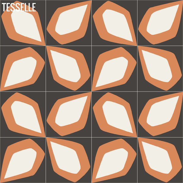 Tapa Flame Petal 8" Square Cement Tile by Shag Layout 4