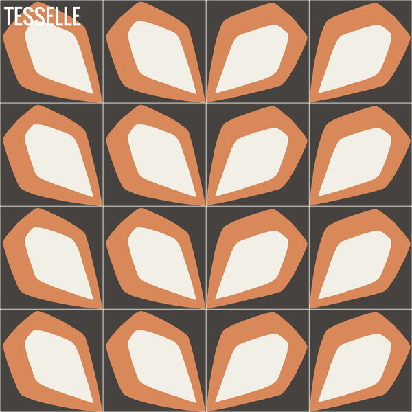 Tapa Flame Petal 8" Square Cement Tile by Shag Layout 5
