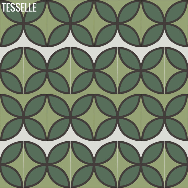 Products Tapa Green Fourleaf 8" Square Cement Tile by Shag Layout 2