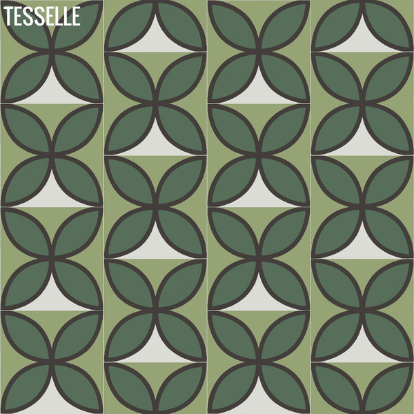 Products Tapa Green Fourleaf 8" Square Cement Tile by Shag Layout 4