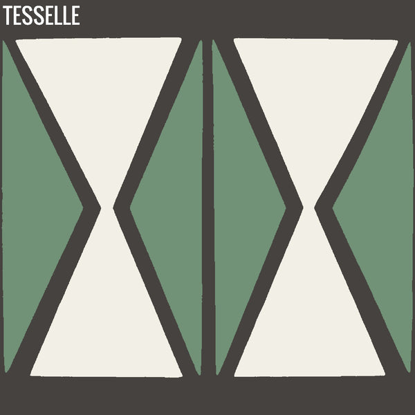 Tapa Green Montage - 8" Square Cement Tiles by Shag Hourglass