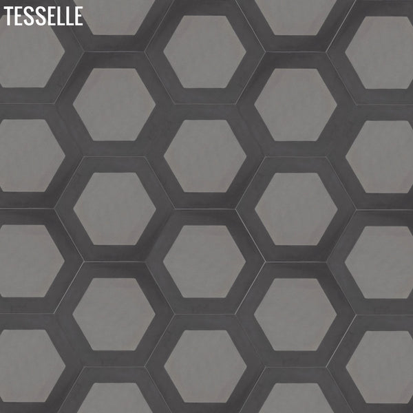 Honeycomb Flint 9x8" Hexagonal Cement Tile 32"