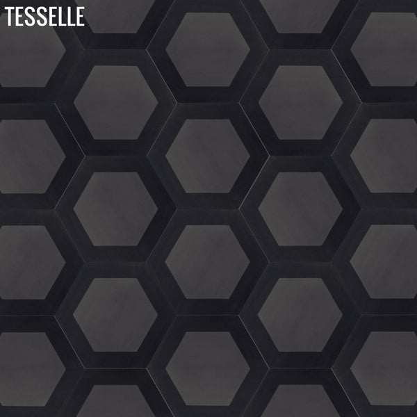 Honeycomb Obsidian 9x8" Hexagonal Cement Tile 32"