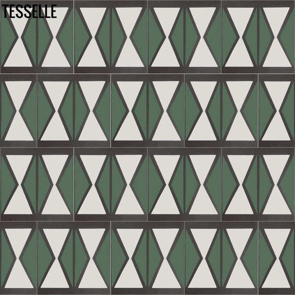 Products Tapa Green Hourglass 8" Square Cement Tile by Shag 1