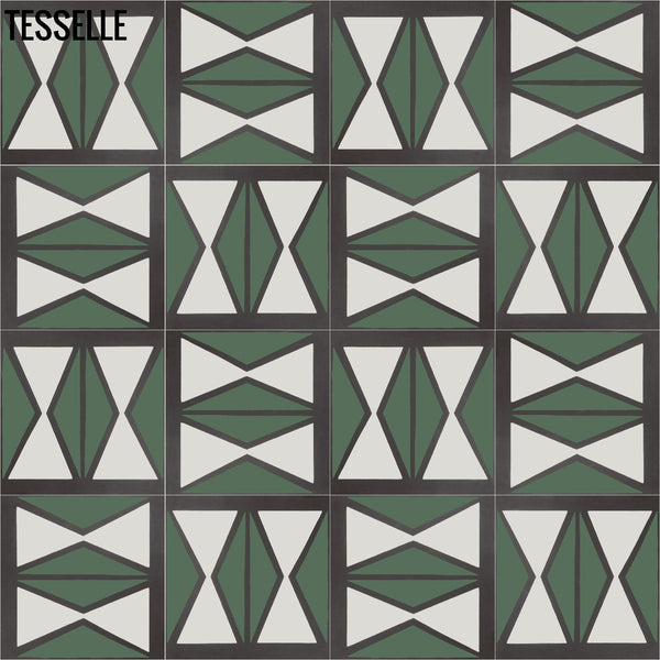 Products Tapa Green Hourglass 8" Square Cement Tile by Shag 5