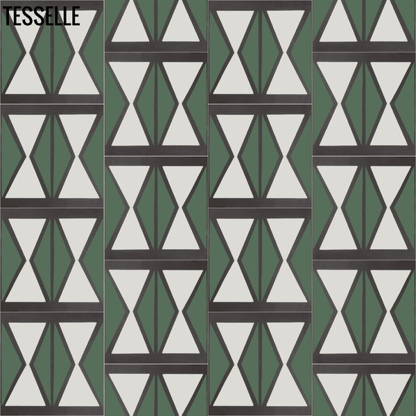 Products Tapa Green Hourglass 8" Square Cement Tile by Shag 2