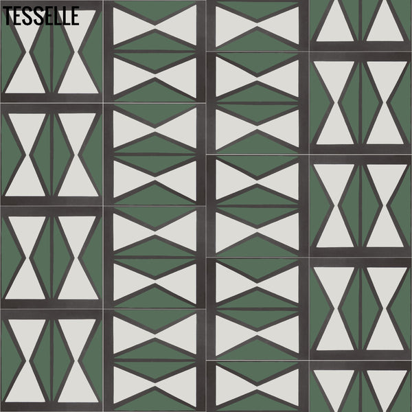 Products Tapa Green Hourglass 8" Square Cement Tile by Shag 4
