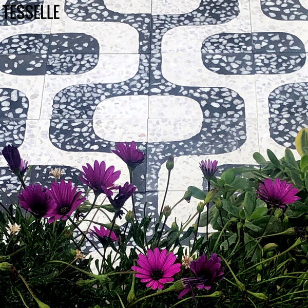 Ipanema Grande Cristal 8" Square Terrazzo Cement Tile Outdoor Landscape
