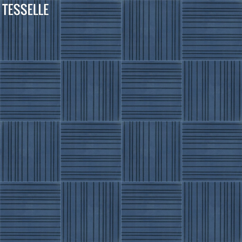 Jaspé 8"x8" Square Cement Tile - Indigo Layout 4