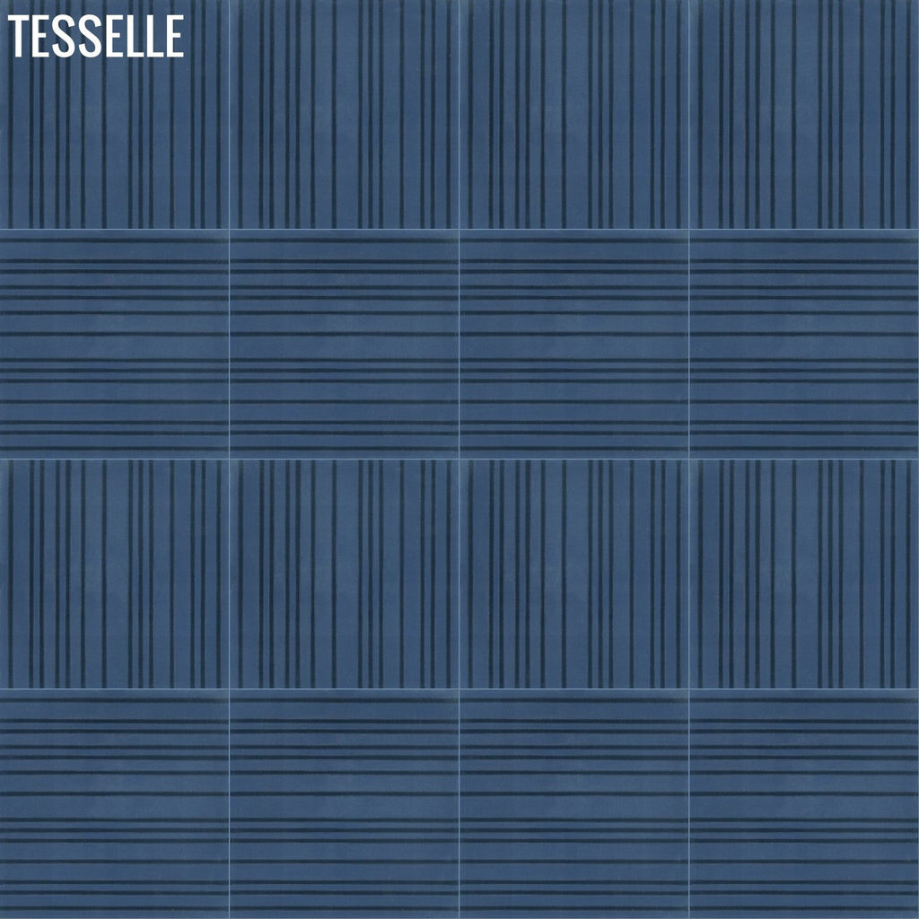 Jaspé 8"x8" Square Cement Tile - Indigo Layout 6
